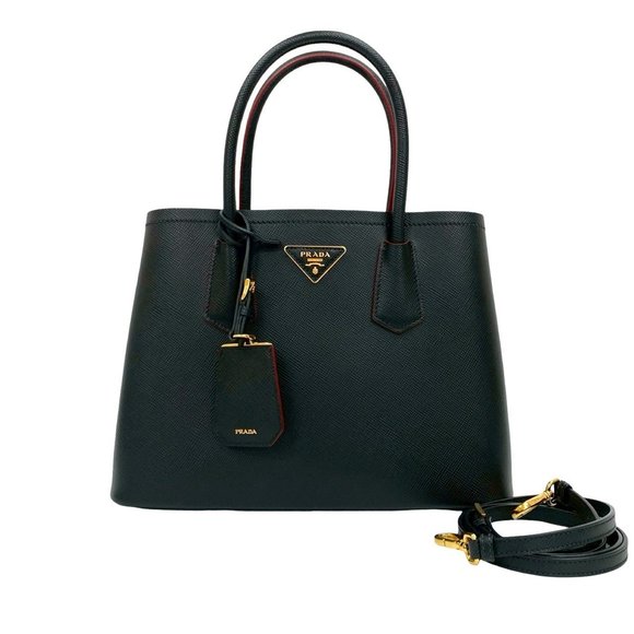 PRADA Prada Triangle Logo Hardware Saffiano Leather 2-Way Handbag Tote Bag Sh... - Picture 1 of 10